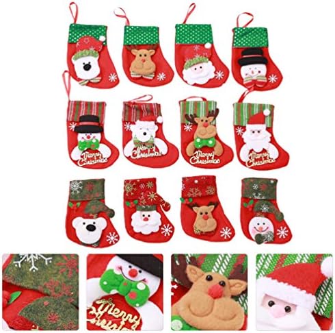 Nuobesty Santa poklon torbe 12pcs Mini božićne čarape Božićni pribor za jelo Silverway Holder poklon bombona