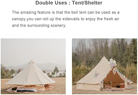 Yurtent 4m / 5m dvostruki zidovi Bell šator za 4-6 osoba kampiranje svih sezona, prozračne pamučne platnene