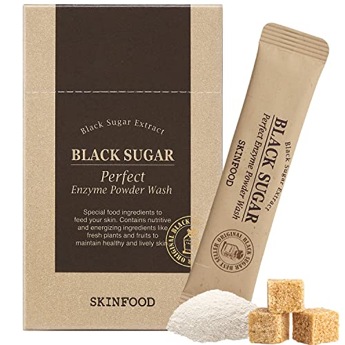 SKINFOOD Crni šećer Perfect Enzyme Powder Wash 1.2 g 30ea - blagi Pha piling prah za pranje sa Papain enzimom, hipoalergeno hidratantno dubinsko čišćenje pora, Piling & pročišćavanje