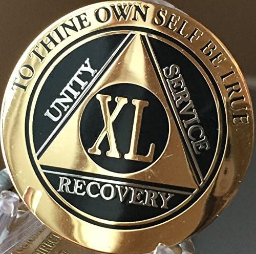 RecoveryChip 40 godina AA medaljon elegantan crno zlato srebro Bi-Lima alkoholičari anonimni čip