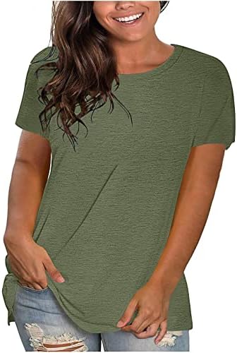 Ženske Ljetne Kratke Rukave Tshirt Tops Crew Neck Casual Workout T Majice Jednobojne Osnovne Tee Trendi Labave Bluze