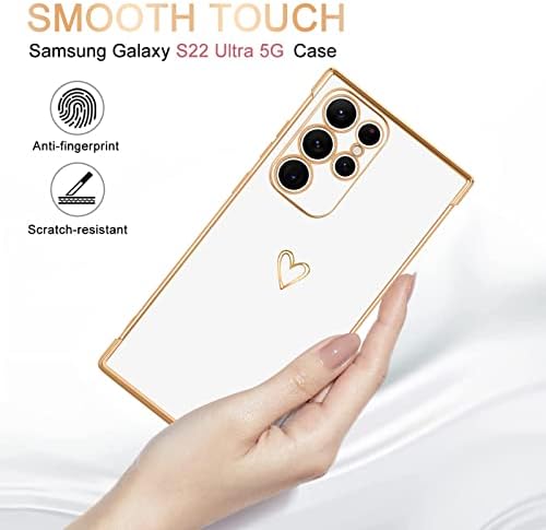 Urarssa za Samsung Galaxy S22 Ultra 5G futrola za žene djevojke slatko Zlatno srce uzorak meka TPU silikonska