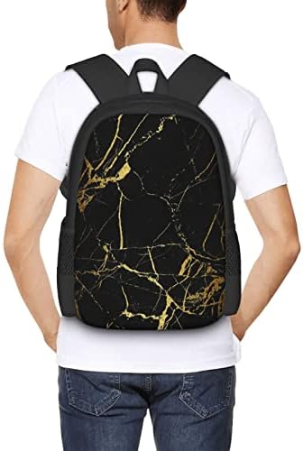Aseelo školski ruksak od crnog zlata od mramora veliki koledž ruksak Ležerna torba za knjige putni ruksak za djevojčice dječake tinejdžere