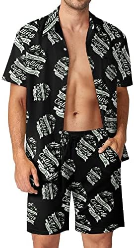 Planine pozivaju muškarce 2 komada Havajska set majica s kratkim rukavima s kratkim rukavima, pantalone na plaži Labavi staza