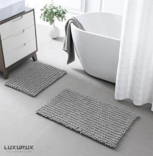 Zebrux siva kupatila, neliksni gusta štitnika modernog dizajniranog chenille u kupaonici, prostirke za kupanje za kupaonicu Extra soft i upijajući - prostirke za kupanje za unutarnju / kuhinju