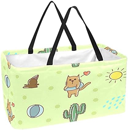 50L Shopper torbe za mačke ljetni uzorak sklopiva kutija za kupovinu torba za namirnice s ručkama, za višekratnu upotrebu