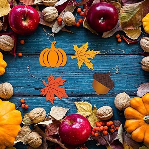 50 komada Dan zahvalnosti nedovršeni drveni izrezi Banner Favor Tags poslastice oznake za Dan zahvalnosti jesen Party DIY ukras sa javorovim listom, bundevom, pinjolima