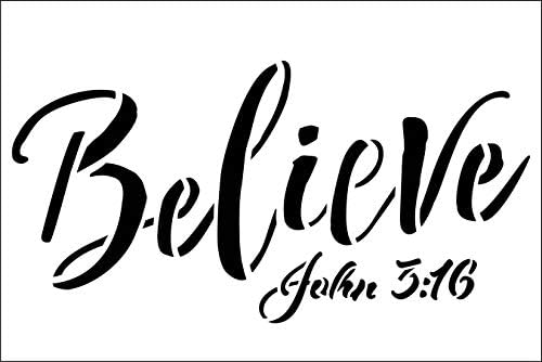 Vjerujte John 3: 16 Stencil by StudioR12 | hrišćanski & amp; Inspirational Wall Art | Rustikalna