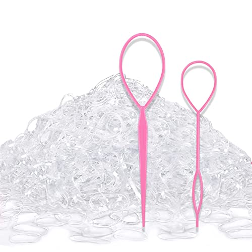 1000kom vezice za kosu Clear male gumene gumice sa setom alata za oblikovanje petlje za kosu, 1000kom vezice