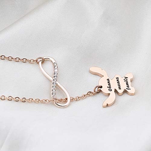 bobauna Ohana Family znači Hibiscus privjesak za ključeve & ogrlica crtani film navijači nakit za porodični prijatelj