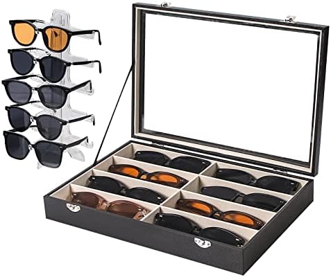 Longmen 8 Slot kutija za organizatore naočara,kutija za naočare za sunce, 5-slojni držač za naočare za više naočara, stalak za naočare,stalak za naočare za sunce za muškarce i žene