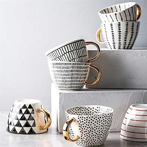 Dunru čaj i tanjuri ručno oslikane geometrijske keramičke krigle sa zlatnim ručicama ručno rađene nepravilne čaše za kavu čaj mlijeko Kreativni rođendanski pokloni set šalica za kafu