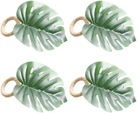 Bestoyard Hawaii Ornament 4pcs Zeleni list prstenovi za salvete serviette kopče Bridal Salveni prstenovi za božićni odmor Večera Dekor Favoritet