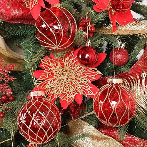 Isulife božićna kugla ukrasi 80mm / 3.15 ShartOron COLORAL Prozirna ukras božićnog stabla, osjetljive viseće