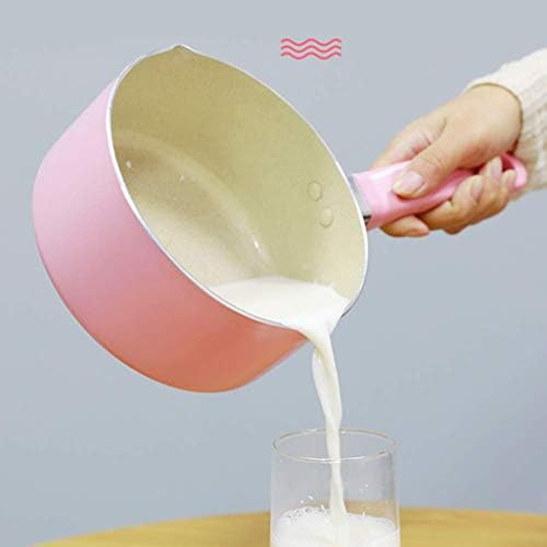Uxzdx Pink tava za mlijeko, Aluminijska legura Mini lonac za kuhanje s rezancima s neprijanjajućim slojem veličina staklenog poklopca，16cm