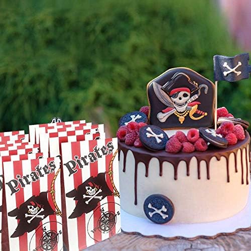 ArtCreativity Pirate Party Favor torbe, pakovanje od 12, piratske tematske Goodie poklon papirne kese, izdržljive kese za poslastice, gusarske potrepštine za zabavu i pogodnosti za rođendan, Baby Shower, praznične poslastice