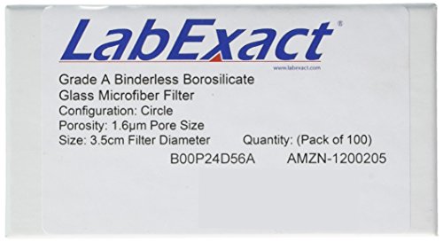 LabExact 1200205 stakleni Filter od mikrovlakana razreda a, borosilikatno staklo bez vezivanja, 1,6 µm, 3,5 cm