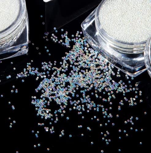 Mesiyun Nail Art 3D Ultra Mini perle AB Micro Glass Crystals Bubble Pixie Diamond Iridescent
