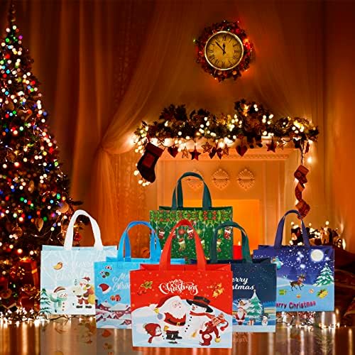 24 kom Božićne netkane poklon torbe, Božićne torbe sa ručkama, Božićne torbe za poslastice, Santa, snjegović,