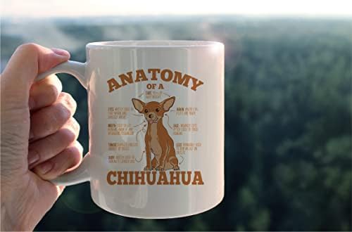 Kunlisa Funny Chihuahua šalica, anatomija Chihuahua keramičke šalice kafe mleka čaj čaja, pokloni za ljubitelje psa Chihuahua mama pas mama žene muškarci tinejdžerke, ljubimac ljubitelji ljubimac