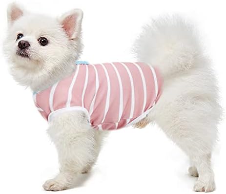 YAODHAOD Dog prugasta košulja za male pse, pamučna košulja sa rupama za kaiš je meka i prozračna savršena za svakodnevne šetnje i kao pidžama…