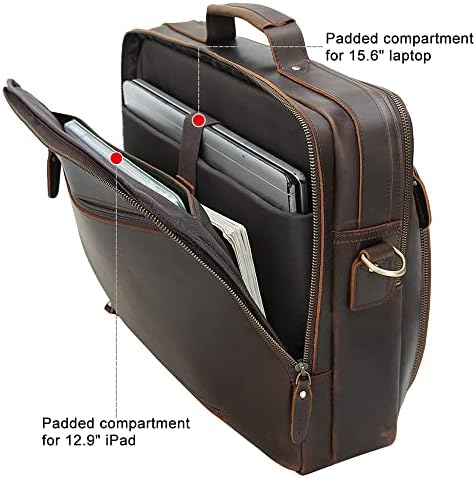 TIDING Muška aktovka od prave kože 15,6-inčna torba za prenosni računar za poslovna putovanja radne