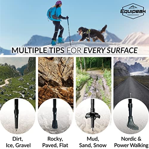 Equipeak sklopivi trekking stubovi, 2 lagane trajne aluminijske pješačke štapiće, kompaktni za putovanja,