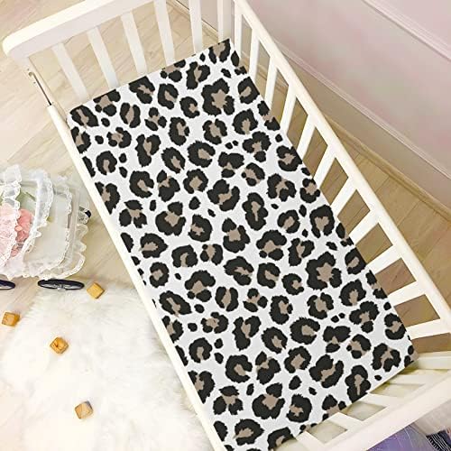 Alaza Leopard Cheetah Ispis listova krevetića za životinje na životinjama ugrađeni bassinet list za dječake Djevojke za djecu, standardne veličine 52 x 28 inča