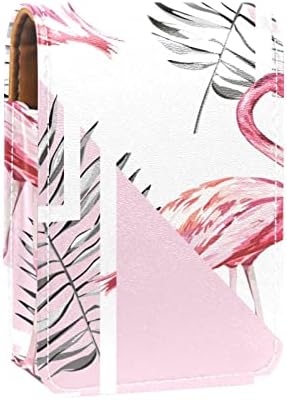 Guerotkr futrola za ruževe, kožni Organizator za usne sa sjajem za usne sa ogledalom, mini torba za držač ruža, uzorak listova ružičastog flaminga