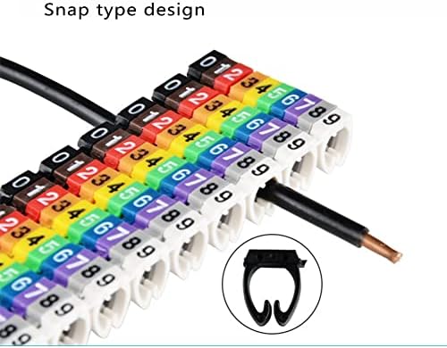 LIZHOUMIL Snap-On tip šareni kablovski markeri 0-9 digitalna cijev za označavanje linija označena bojom oznaka s brojem za žicu 1. 5mm2 2. 5mm2 4mm2 6mm2 2. 5mm2