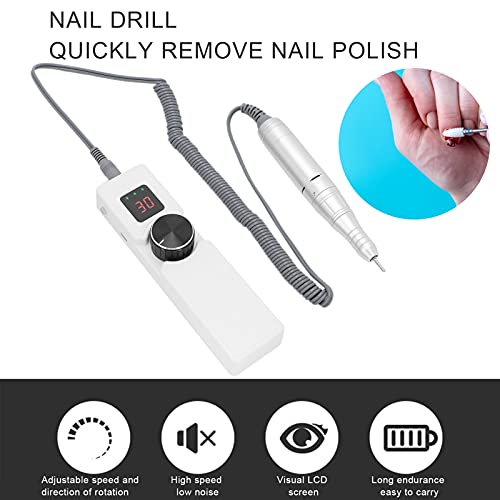Bušilica za nokte, USB punjenje bušilica za nokte 30000rpm Mašina za bušenje noktiju mali LCD ekran za domaćinstvo za Salon za nokte
