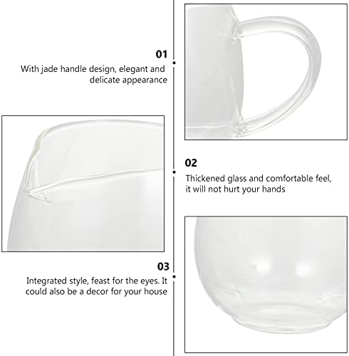 Hemoton Clear Glass mlijeko Čaj koji poslužuje bacač krem ​​komarca krema sa pejlama sa ručkom Gong Dao bei Gongfu časopiše za čaj za čaj / la