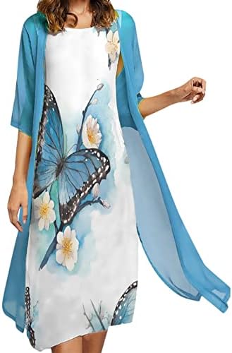 Poslovne Casual haljine za žene Žene ljetni Casual odmor cvjetni šifon bez rukava Maxi Swing haljina sa