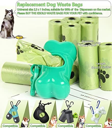 Biorazgradive vrećice za pseće Kakice, zelene 20 rolni 300 vreća za pseći otpad, EPI ekstra guste vrećice za pseće Kakice za dozatore za povodce za pse, vreće za smeće bez mirisa za dnevne potrepštine za kućne ljubimce