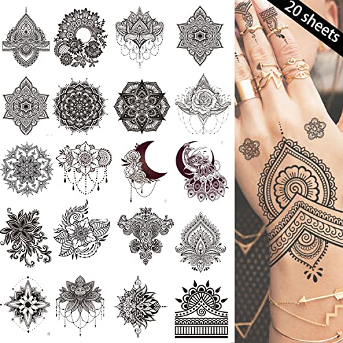 Henna Tattoos -20 listova cvijet privremene tetovaže Kana cvijet čipka dizajn vodootporan tetovaža