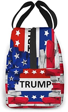 Američka torba za ručak sa zastavom SAD Trump izolirana hladnjača za višekratnu upotrebu sa zatvaračem prednjeg džepa za ženu muškarca radni Pinic ili putovanja
