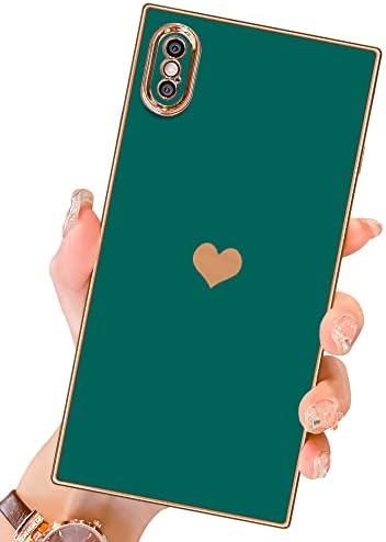 Mtbacon kompatibilan sa iPhone Xs Max kvadratnom futrolom, slatka futrola za srce za žene zaštita