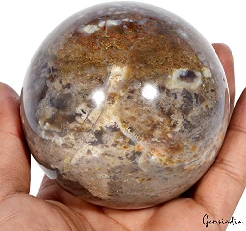 3720 CT ~ Natural agate Crystal Cleaning Mineral Sphere Ball 3.1 Gemstone W / postolje