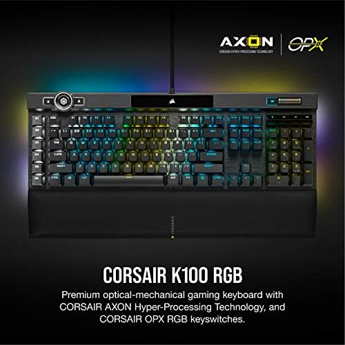 Corsair HS80 RGB Wireless Premium Gaming slušalice - Carbon & K100 RGB optička-mehanička igračka tastatura - Corsair OPX RGB Optički-mehaničke tipke Witches - Axon Hyper-Obvesna tehnologija