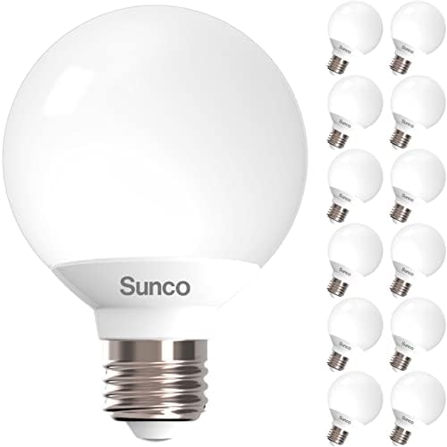 Sunco 12 paketa vanity Globe sijalice G25 LED za ogledalo u kupatilu 40W ekvivalentno 6W, 4000k hladno
