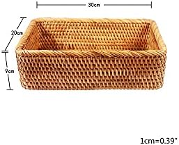 AMAYYAZWJ Spremnik za skladištenje pravokutnog ručno tkani košara Rattan bomboni Skladište piknik posude