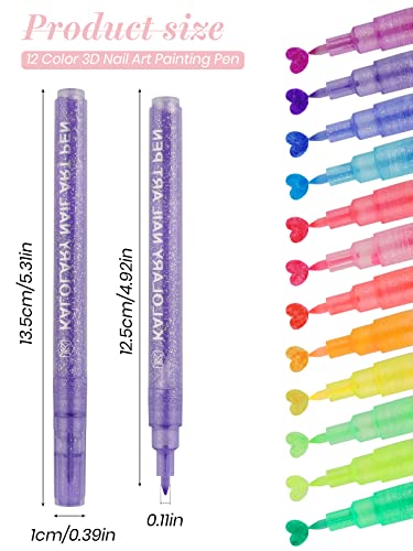 12 Boja 3D Glitter Nail Art olovke Set, Kalolary Nail Point Graffiti olovka za crtanje slika četkica za olovku za DIY Nail Art Beauty krase alate za manikir