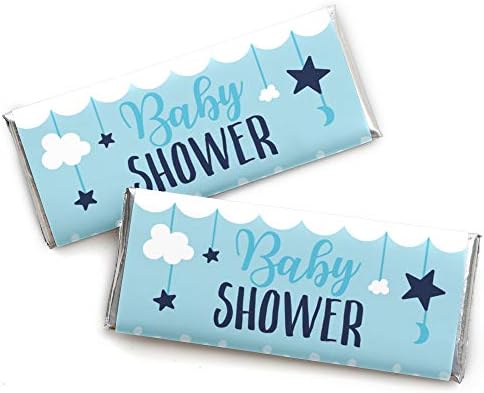 To je omot za dječake - Candy Bar Blue Baby Shower Favors-Set od 24 komada