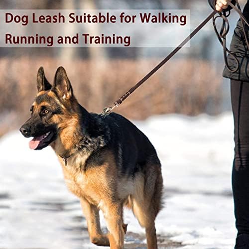 Kožni pas povojak Izdržljivi klizanje vode za pse povodući teška jaka pseće trening hoda za pse za pseći zakretački okretni kuka za kuke za kuke za pse za srednje pse (smeđa, 5,3ft)