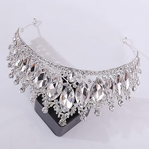 WIOJEIGO ženska princeza tijara kruna kristalno vjenčanje Rhinestone izbor ljepote trake za glavu za rođendansku zabavu srebro