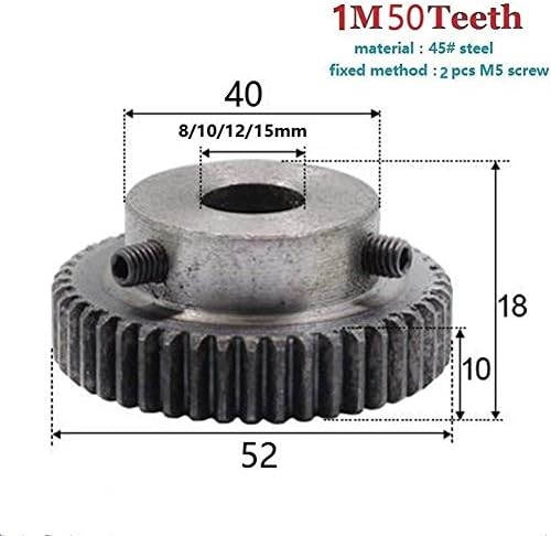 XMEIFEITS industrijski zupčanik 1kom 50 zuba motor Metal 45 Čelični zupčasti točak 1 modul gornji Vijci 3d