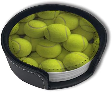 Lkjdad tenis kuglice Premium PU kožni podmetači, piću okrugle podmetače sa držačem setova, pogodno za dom i kuhinju