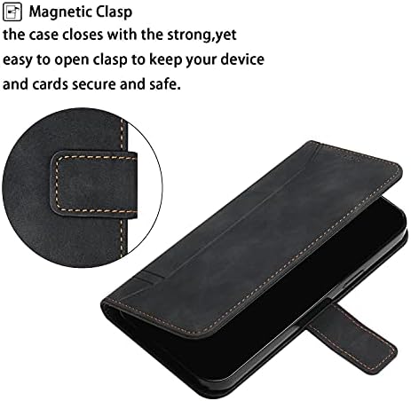 Imeikonst slučaj za Samsung Galaxy S23 5G, Premium PU kožna torbica za novčanik Flip Folio futrola ugrađena u držač kartice za postolje magnetno zatvaranje zaštitni poklopac za Samsung Galaxy S23 5G, Crni Hx3