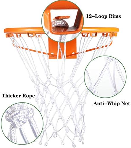 Hopino Heavy Duty košarkaška mreža zamjena odgovara standardnom košarkaškom obruču za unutrašnju ili vanjsku 12 petlje, Bijela