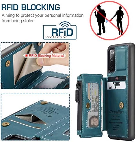 UEEBAI futrola za Samsung Galaxy S20 FE 5G, Vintage PU kožna futrola sa RFID blokadom džepni novčanik poklopac za kartice Slotovi za kartice magnetna kopča TPU Branik otporan na udarce - plava